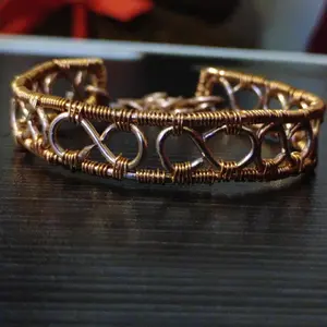 Wire Wrapped Copper Chain Link Cuff Bracelet