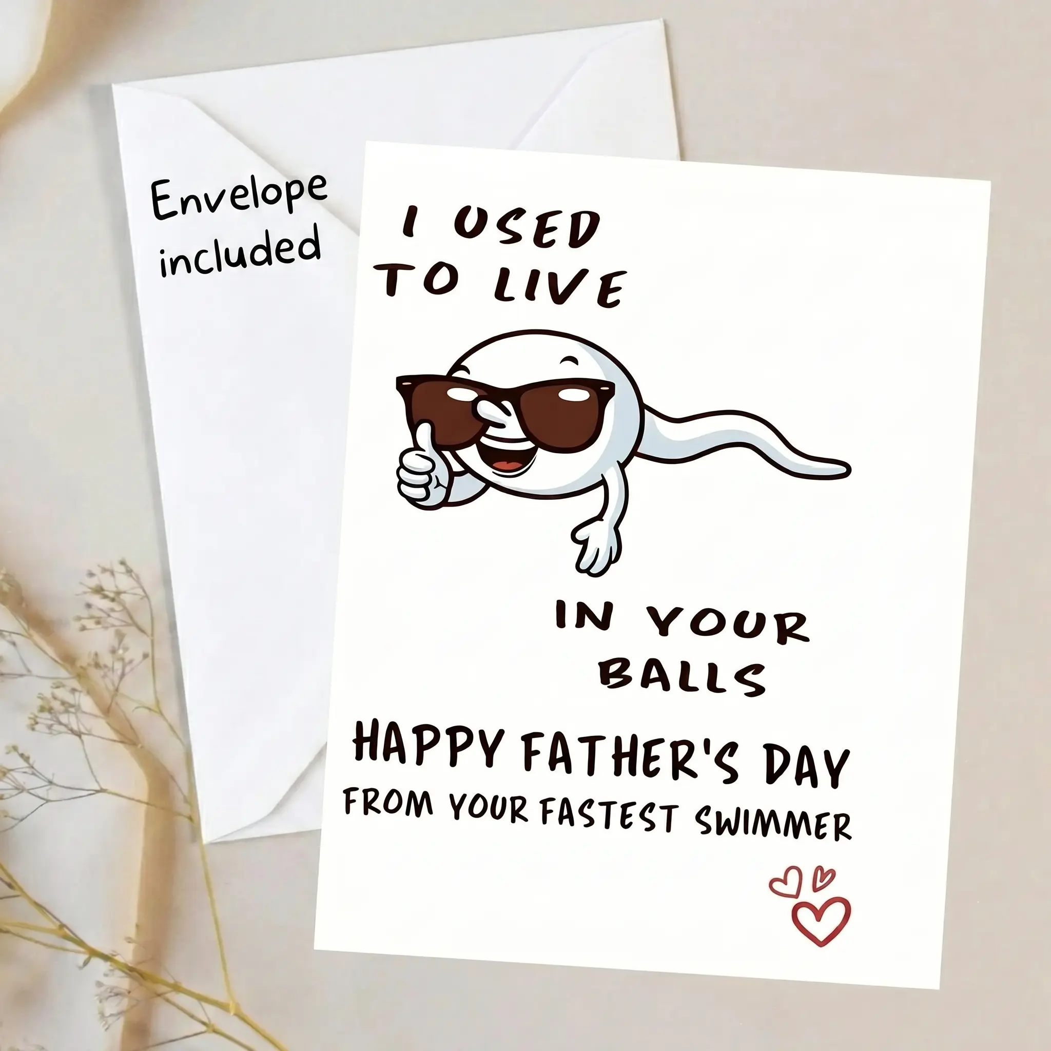 [5x7inch Envelope Included] I Used To Live In Your Balls Happy Father's Day From Your Fastest Swimmer Card, I Used To Live In Your Balls Card, I Used To Live In Your Balls Fathers Day Card Gift For First Father From Son Daughter - fth10686