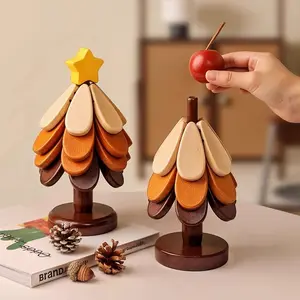 Wooden one tree coaster Solid wood home desktop decoration Dishes and dishes Insulation mat Water cup Drink placemat  festival display Festival gift  Christmas gift