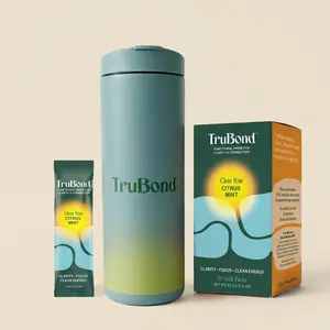 TruBond Clear Rise Adaptogen Functional Drink Mix and MiiR Flip Traveler Bundle, Lion's Mane and Rhodiola for Morning Focus, Citrus Mint Stick Packs