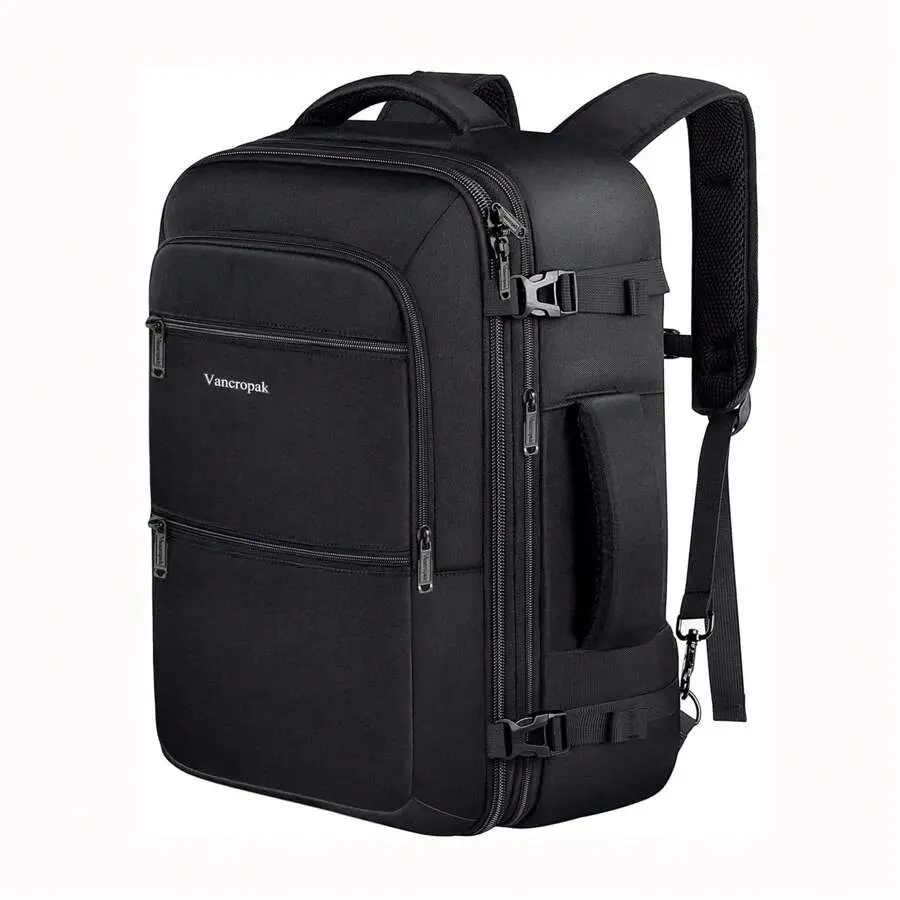 Expandable Personal Item Travel Backpack For Women Men, 40L Airline‑Approved Carry On Underseat Bag With Luggage Sleeve, Lightweight Water‑Resistant Weekender Backpack For Business Trips, College Students, Moms, Summer Vacation