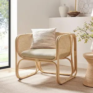 Ellis Natural Rattan Accent Armchair in Natural