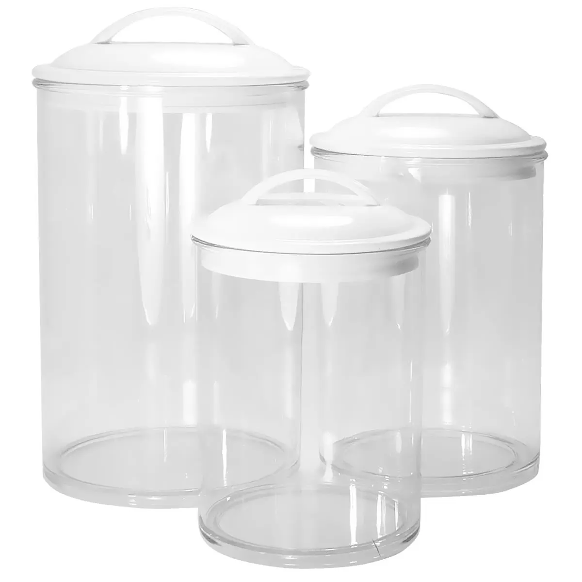 212 MAIN Airtight Multi-Size Transparent Acrylic Pet Food Storage Canisters with Lids, Calypso Basics by Reston Lloyd, 3-Piece Set