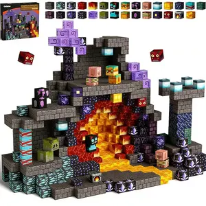 100pcs Magnetic Building Blocks Toy, Lava Cave DIY Cube Stem Sensory Playset, Perfect Gift for Kids Ages 3-10, Christmas & Birthday Present