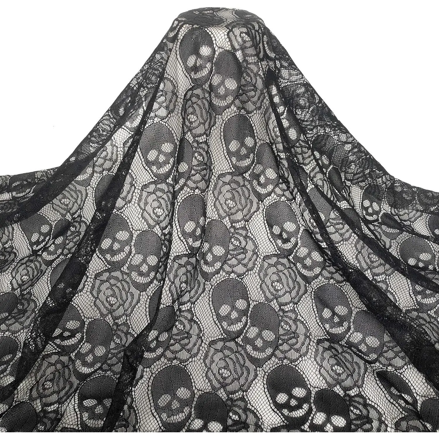 Black  Lace Fabric, 59 x 72 Inches Non-Stretch Fabric Lace, Floral Lace Fabric for Christmas Party, DIY Wedding Tablecloth, Curtains, Party Overlay, Home Decor