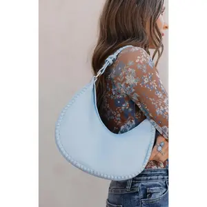 Aria Whipstitch Crescent Shoulder Bag