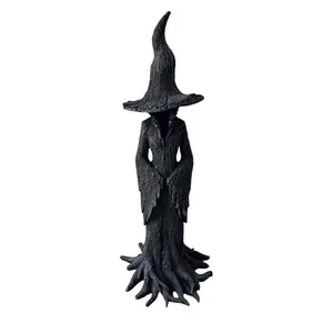Halloween Witch Statue Hand-Painted Enchanting Gothic Resin Figurine Retro Magician Decor Dark Fantasy Ornament Guardian of Your Home Tree Decoration