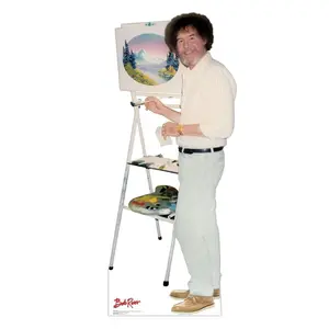 212 MAIN Lifesize Bob Ross Cardboard Cutout - High-Quality Standalone Easel Display, 74x31 in., Room Decor for Home and Art Rooms