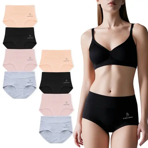 Women's Cotton Underwear, 4/8-Pack Mid-High Waist Full Coverage Panties, Soft Breathable Hipster Briefs for Lady Everyday Comfortable Fit