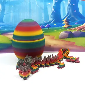 Articulated Dragon and Egg, 3D Printed Cherry Blossom Dragon, 12 Inches Colorful Dragon Toy, Fidget ADHD Autism Toy