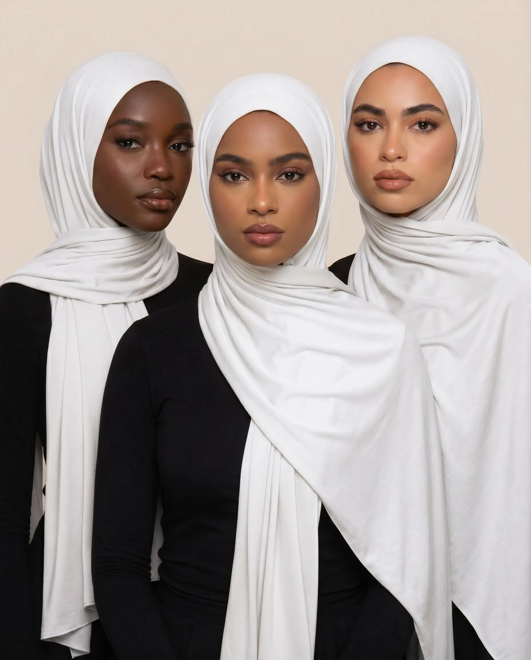 Women's Porcelain Pearl Solid Hijab - 70x180cm Soft Woven Modal Scarf, Lightweight, Breathable for Everyday Muslim Fashion