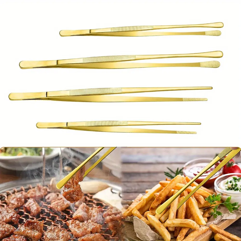 Stainless Steel Precision Kitchen Tweezer Tongs with Serrated Tips for Gripping Professional Kitchen Serving Tong for Food Cooking Cocktail Garnish Tools