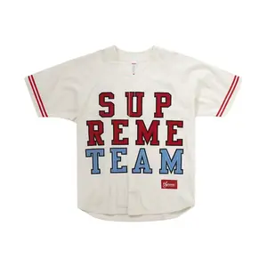 Supreme Denim Baseball Jersey  White Medium