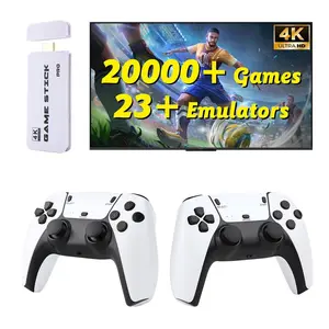Wireless retro game console, retro game stick with over 20,000 games, 23 emulators, 64GB, Retro Game Stick Pro with dual 2.4GHz wireless controllers, plug-and-play TV video games, Wireless Gaming Console