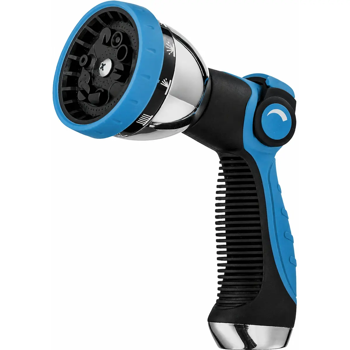 Garden Hose Nozzle, Blue & Black Adjustable Tool with 10 Patterns, 3/4" Connector & Angle Design for Efficient Outdoor Use - Washing Cars, Cleaning Patios (Home Improvement Equipment)