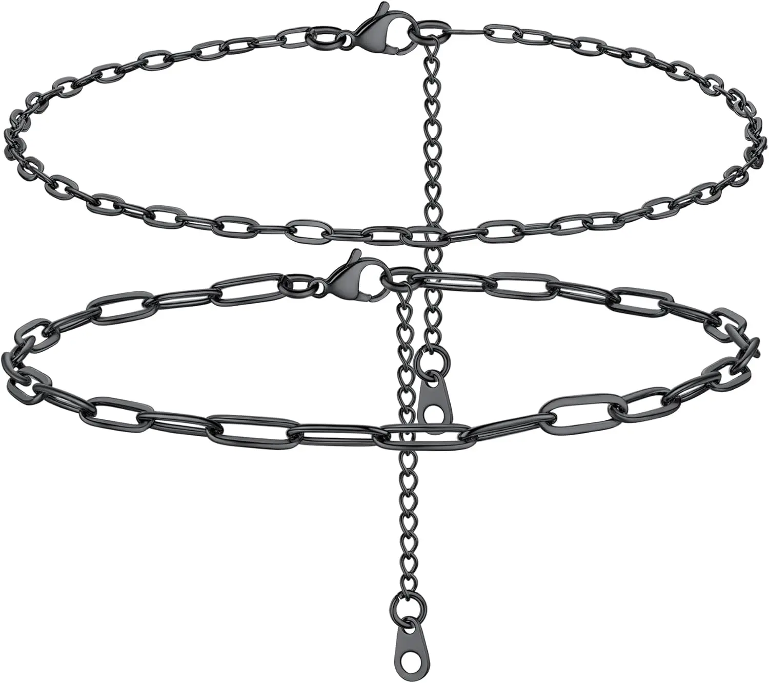 K: black-paperclip chain(2pcs)