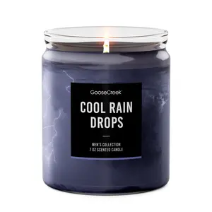 GooseCreek Cool Rain Drops 7oz Single Wick Aromatherapy Candle Men's Collection Scented Jar