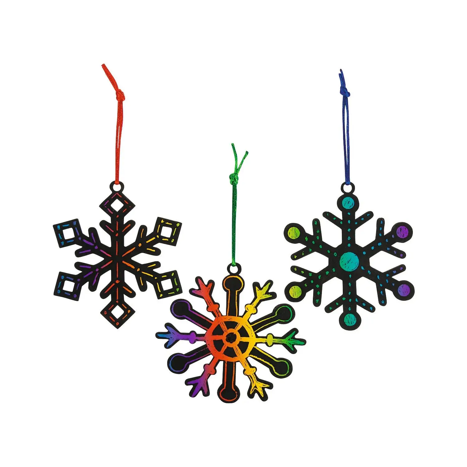3 1/2" x 4" Magic Color Scratch Snowflake Cardstock Christmas Ornaments - 24 Pc.