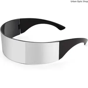 XUH 80s Futuristic Cyclops Cyber Visor Sunglasses, Unisex Punk Style Cosplay Glasses, UV400 Protection Thin Modern Eyewear for Halloween Parties Streetwear