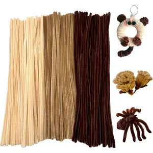 300 count Pipe Cleaners Craft Bulk,3 Assorted Colors Brown Pipe Cleaners,6mm x 12inch Thick Fuzzy Chenille Stem Sticks for Craft Art DIY Projects Decorations