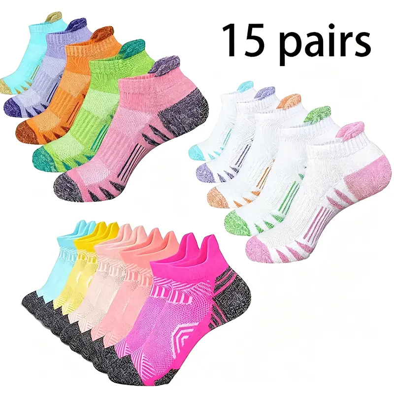 15-20 Pairs Women Anti Blister Ankle Socks, Thick Cushioned Moisture Wicking Odor Resistant Athletic Socks, Soft Elastic Breathable Comfort Running Socks for Workout Gym Walking Sports Outdoor Daily Wear