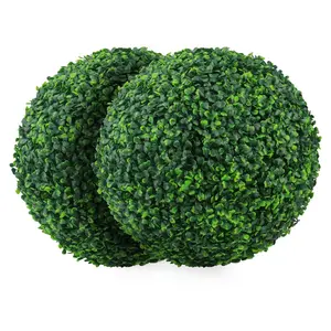 SUNNYGLADE 2 PCS 13 inch 4 Layers Artificial Plant Topiary Ball Faux Boxwood Decorative Balls for Backyard, Balcony,Garden, Wedding and Home Décor (13 inch) Entrance Doorway