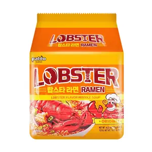 PALDO Korean Lobster Ramen Instant Noodles, Original Flavor, 4-Pack (480g) - Savory Seafood Soup Noodles