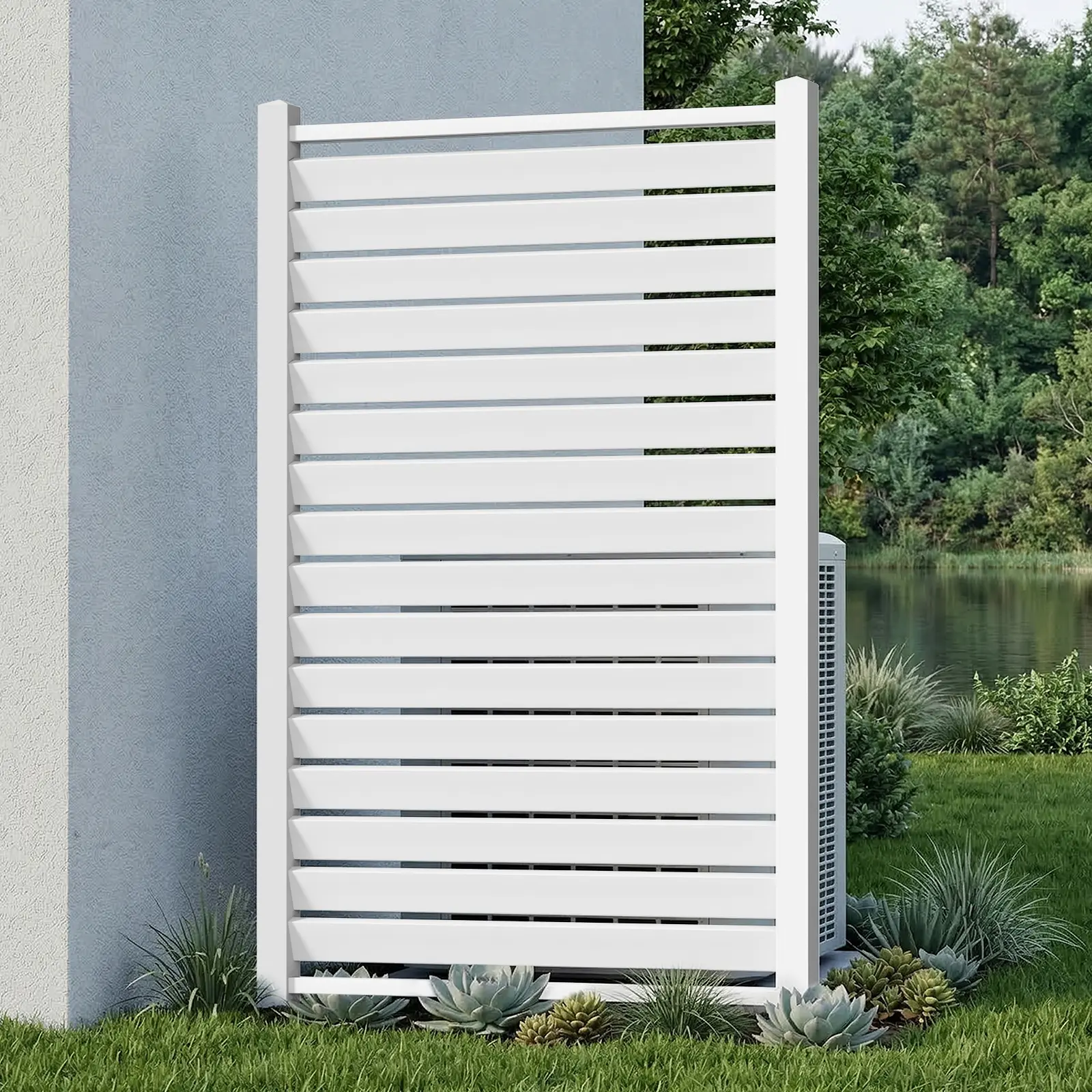 LILYPELLE 1/2-panel air conditioner fence,  PVC material,outdoor privacy fence screen, outdoor decorative fence, easy to clean, trash can, swimming pool, vegetable garden equipment fence panel deskmakeover