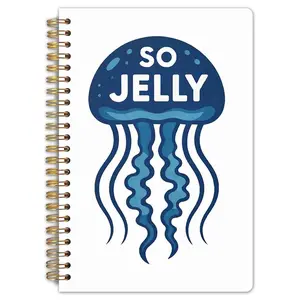 Jellyfish Hard Shell Spiral Notebook, with dimensions of 5.5 x 8.3 inches, features high-quality grid paper, a sturdy spine, beach theme, and is perfect for keeping diaries, humorous records, student diaries, and as a gift for stationery.