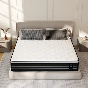 Summervibes 12/14" T/F/Q/K  Inch Hybrid Mattress in a Box - Medium Firm Memory Foam, Skin-Friendly Back Pain Relief, Easy Setup, Sweet Dream Bedding outdoorfun