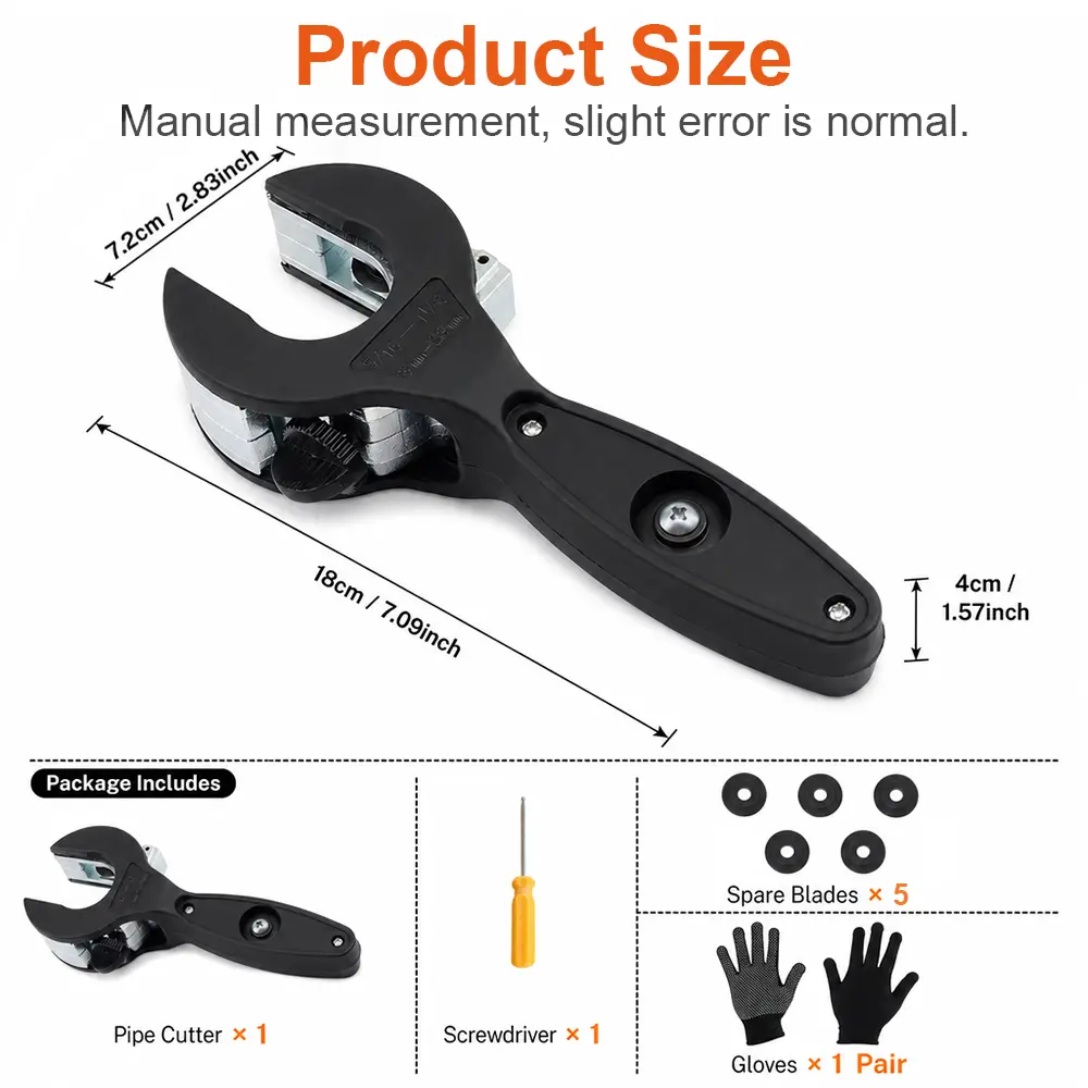 2-in-1 Ratcheting Pipe Cutter - Heavy-Duty Adjustable Compact Tool with Metal Blades, Close Quarters Tube Cutter for Copper, Brass, Aluminum