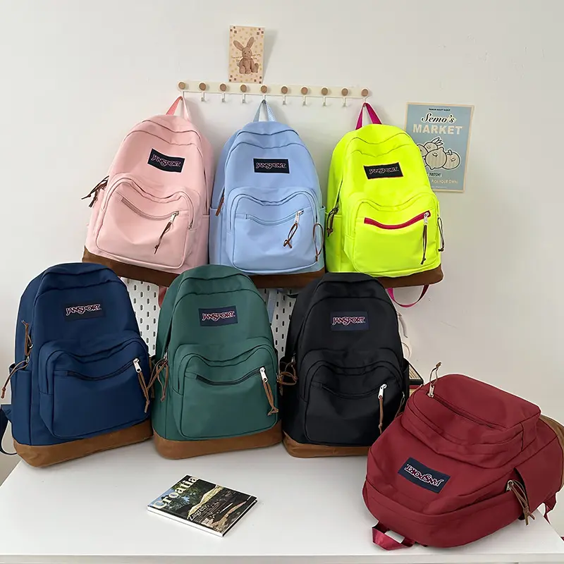 Vintage JanSport Suede Base Unisex Backpack - Retro Look, Large Capacity, Water-Resistant, Casual Daily Use Campus School Bag, Back To School Gift