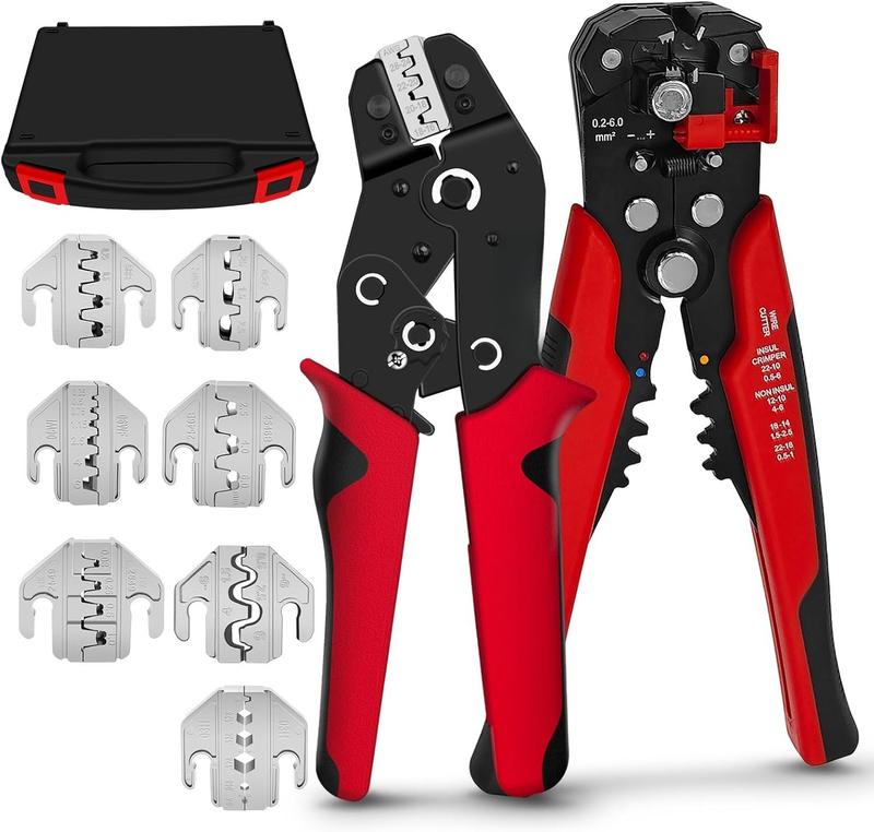 Terminal Crimping Tool and Multi-Purpose Wire Stripper Kit - Multiple jaw sizes, ratcheting design, Wire Crimper Tool - Ideal for mc4 crimping, wiring, repair electrical Terminal Crimping Tool and Multi-Purpose Wire Stripper Kit - Multiple jaw sizes, ratcheting design, Wire Crimper Tool - Ideal for mc4 crimping, wiring, repair electrical