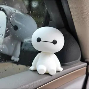 Car ornaments cute shaking his head big white robot doll car ornaments toy accessories
