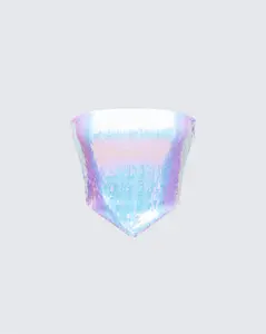 Astraia White Sequin Bandeau Top