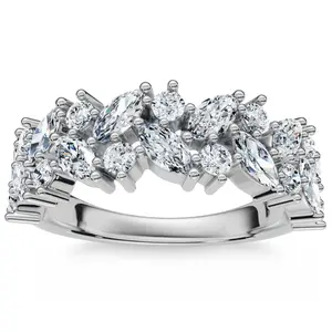 1 1/3Ct Marquise Designed Anniversary Band Cut 14k Gold Lab Grown