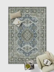 ComiComi 8x10 Area Rugs - Stain Resistant Washable Rug, Anti Slip Backing Rugs for Living Room, Vintage Tribal Area Rugs(TPR07-Green, 8'x10')