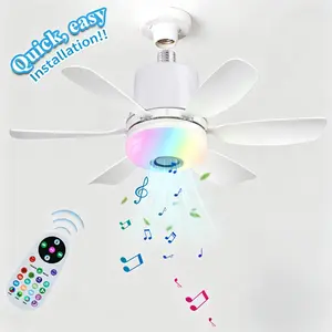 New Upgraded 20 Inch Bluetooth BR/EDR Music Ceiling Fan Light, RGB Color Changing Dimmable 32W LED Fan Lamp with Remote Control, Summer Holiday Home Decor for Bedroom Living Room Family Party