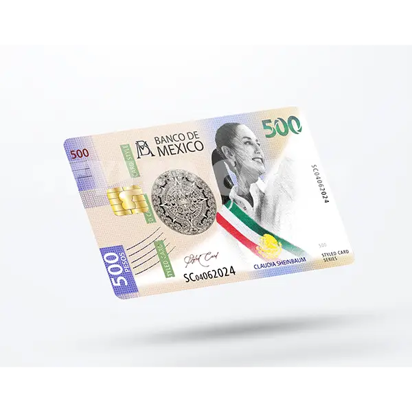 500 pesos of claudia sheinbaum pardo credit card skin/sticker Decal Adhesive Vinyl