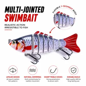 Premium 5-Pack Multi Jointed Swimbait Fishing Lures, 9.7cm Lifelike Hard Bait Kit with Heavy Duty Tackle Box, Topwater & Shallow Water Bass Lures