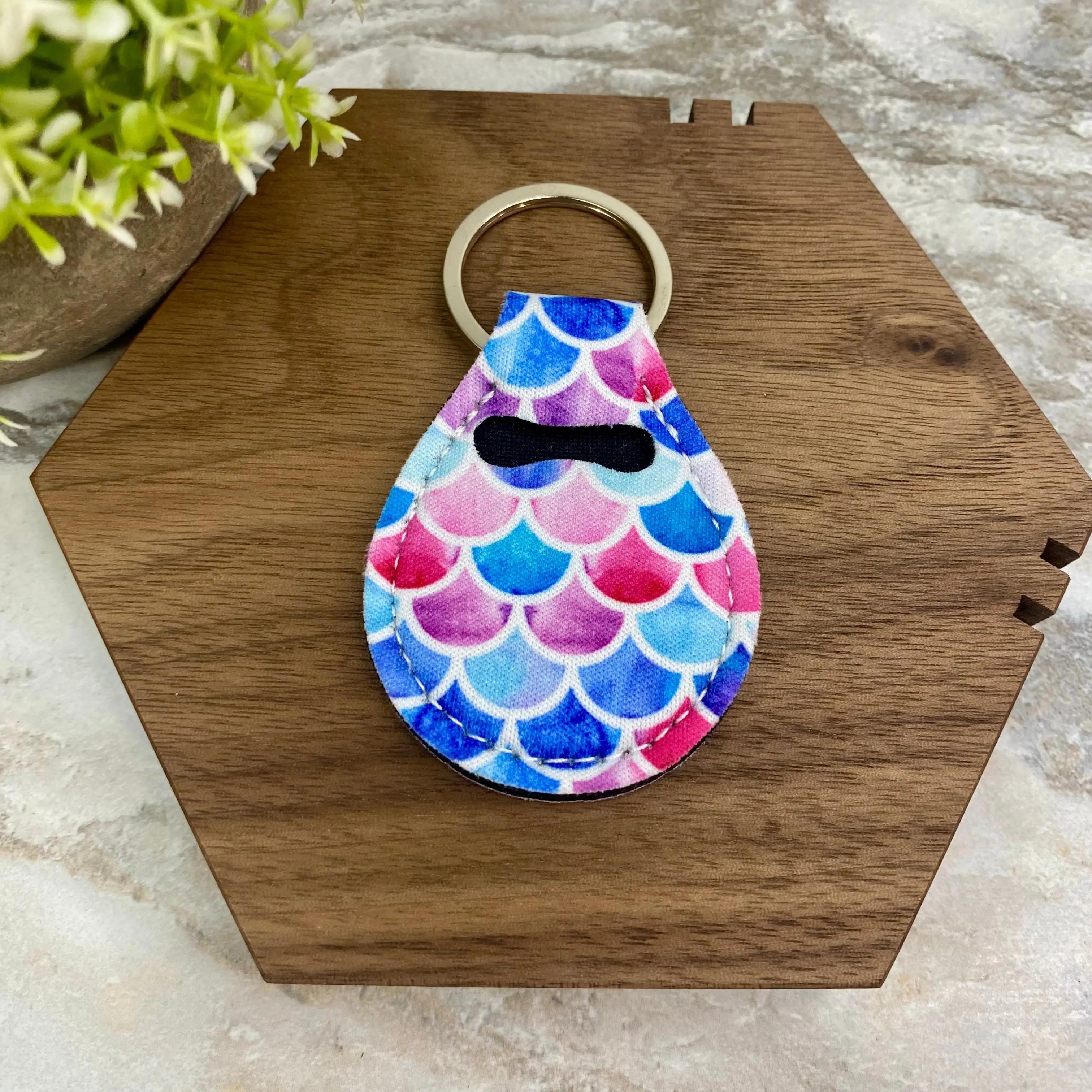 Women's Neoprene Quarter Coin Holder Keychain with Keyring Loop, Portable Pouch with Colorful Print, 1.34in Diameter Case Fits AirTag, Holds Up to 12 Quarters, 2in+ Keychain, Everyday Carry