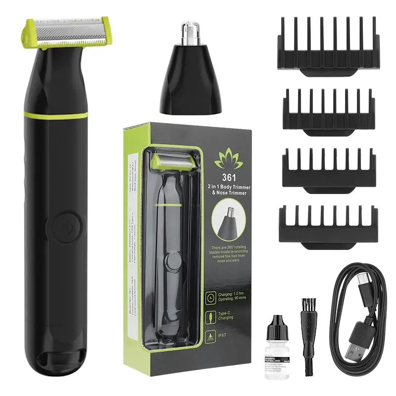 Men's electric shaver, Multifunctional Hair Shaver, Mustache Trimmer, with a rinseable head, USB rechargeable and long battery life — a versatile trimmer for beard, body, and face grooming, and a great gift choice.