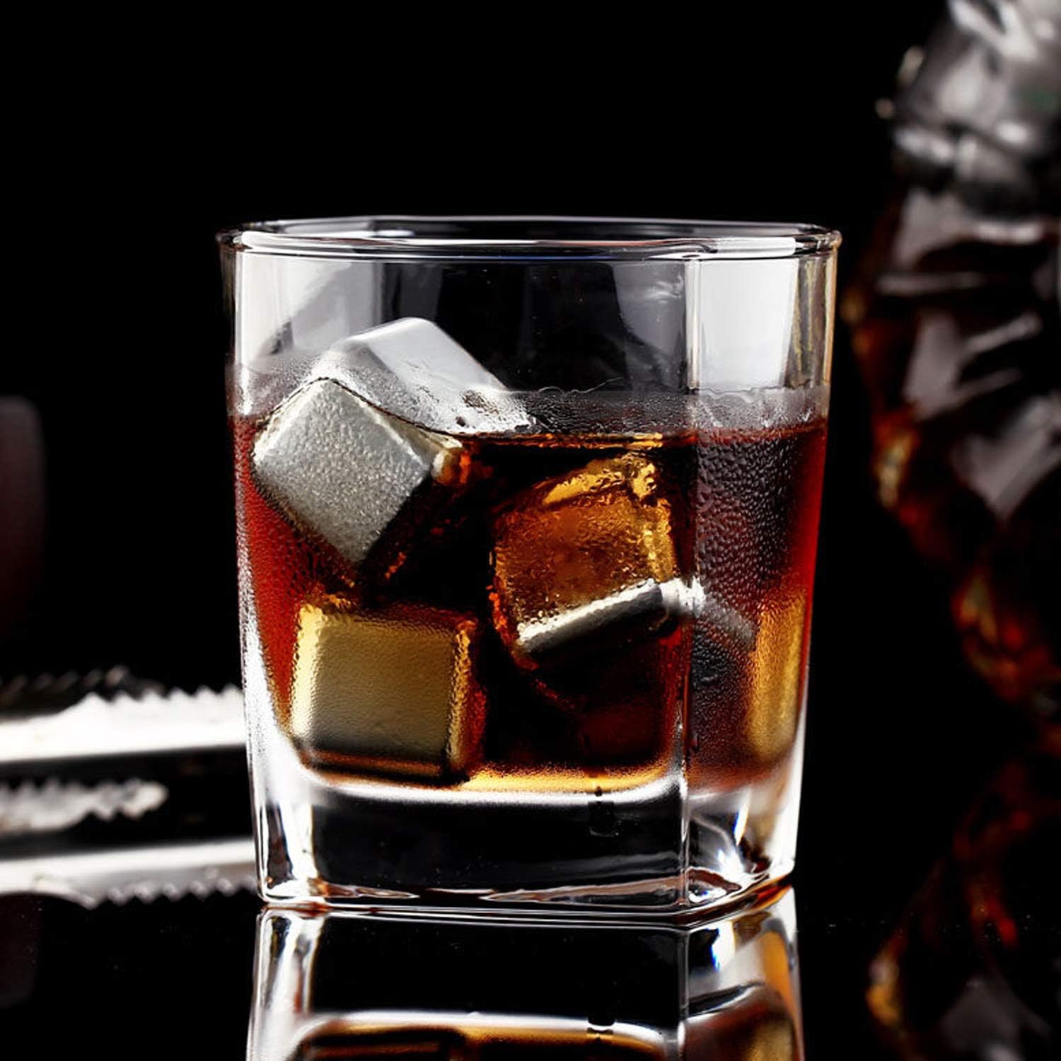 Whiskey Stones Set, 8 Packs Stainless Steel Whiskey Chilling Rocks, Reusable Ice Cube for Drinking, Cool Birthday Gift for Men Dad, Boyfriend, Beer Lover, Bourbon, Scotch, Gin, Beverage, New Year