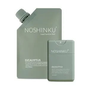 Noshinku - Natural Hand Sanitizer Refill Bundle - Refill Duo - Aloe, Argan, Bergamot, Eucalyptus, Floral Fragrance Blend Coconut