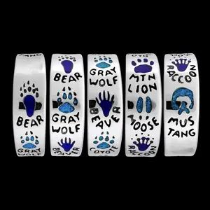Animal Tracker Ring - 925 Silver - Navajo - Mustang, Bear, Horse, Moose