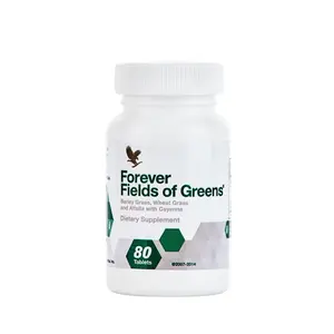 Forever Fields Of Greens - Detoxifying Green Superfood with Barley Grass Wheat Grass & Alfalfa 80 Tablets Gluten-Free