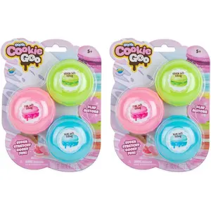 ORB Goooze Cookie Goo Slime Kit 2 Pack - 6 Total Macaron Shaped Containers with Cookie Slime - Sensory Squishy Jelly Slimes to Stretch, Squeeze for Adults and Kids - Colorful Fidget Slimes, Fun Gifts