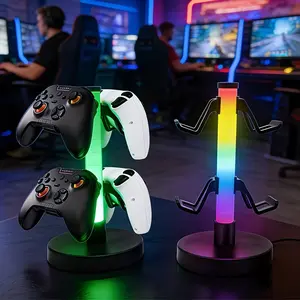 Power RGB Strip Light, Desktop Decor Lamp, Game Controller Stand, Adjustable Four Keys, Ideal for Bedroom and Gaming Setup