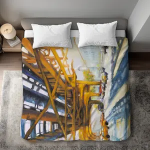 360 Stand King Size Decorative Duvet Cover - Traffic Art Design, Modern Vibe, Breathable Microfiber Fabric, Bedroom Bedding Set, Microfiber Bed Set, Yellow Bridge Themed Textile for Home Decor, Breathable Duvet Set