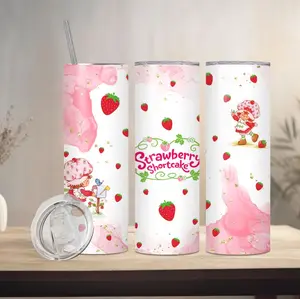 Strawberry Shortcake 20 Ounces Tumbler with Adorable Design and Straw Included Water Bottles Drinkware Flasks Bottled Portable